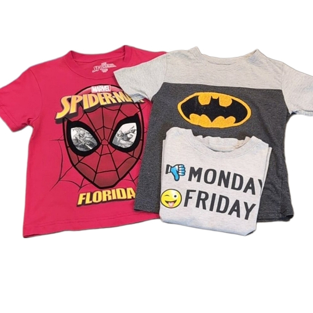 Set Of Short Sleeve Tops Marvel Spiderman DC Comics Batman Carters Tshirt